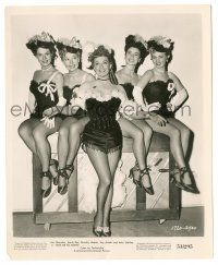 9y876 TAKE ME TO TOWN 8x10 still '53 sexy Ann Sheridan posing on crate with showgirls!
