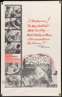 9z020 A BOUT DE SOUFFLE 1sh '61 Jean-Luc Godard directed, Jean Seberg, Belmondo, Breathless!