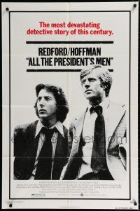 9z041 ALL THE PRESIDENT'S MEN 1sh '76 Dustin Hoffman & Robert Redford as Woodward & Bernstein!