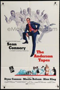9z055 ANDERSON TAPES 1sh '71 art of Sean Connery & gang of masked robbers, Sidney Lumet