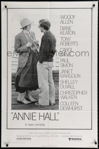 9z061 ANNIE HALL revised 1sh '77 full-length Woody Allen & Diane Keaton, a new comedy!