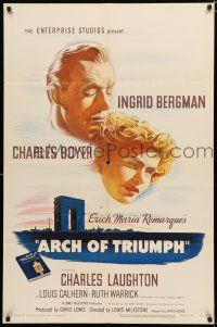 9z064 ARCH OF TRIUMPH 1sh '47 Ingrid Bergman, Charles Boyer, Erich Maria Remarque novel!