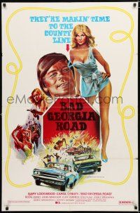 9z083 BAD GEORGIA ROAD 1sh '77 sexy art of Carol Lynley, makin' time to the county line!