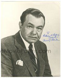1a083 EDWARD G. ROBINSON signed deluxe 11x14 still '50s great close portrait wearing suit & tie!