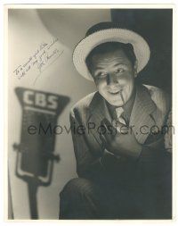 1a088 JOE PENNER signed deluxe 11x14 still '36 cool c/u lighting his cigarette by CBS microphone!