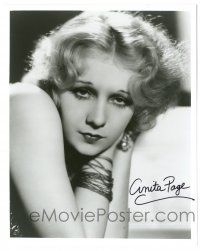 1a641 ANITA PAGE signed 8x10 REPRO still '80s glamorous portrait resting head on hands!
