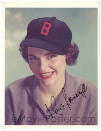 1a646 ANNE BANCROFT signed color 8x10.5 REPRO still '80s wonderful smiling portrait in baseball cap