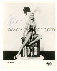 1a381 BETTY GRABLE signed 8.25x10 TV still '50s sexy portrait in showgirl costume!