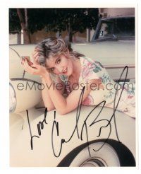 1a701 CRYSTAL BERNARD signed color 8x10 REPRO still '90s sexy smiling pose on cool vintage car!