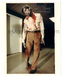 1a707 DAVID EMGE signed color 8x10 REPRO still '80s Flyboy in Dawn of the Dead, silver zombie blood