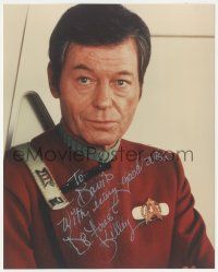 1a714 DEFOREST KELLEY signed color 8x10 REPRO still '89 Dr. Leonard 'Bones' McCoy in Star Trek!