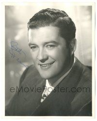 1a416 DENNIS MORGAN signed deluxe 8x10 still 30s great smiling portrait wearing cool suit & tie!