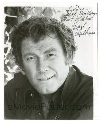 1a426 EARL HOLLIMAN signed 8x9.75 still '70s great head & shoulders portrait with shaggy hair!