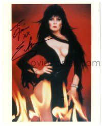 1a729 ELVIRA signed color 8x10 REPRO still '80s wonderful sexy black outfit as Mistress of the Dark