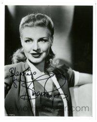 1a751 GINGER ROGERS signed 8x10 REPRO still '80s waist-high smiling portrait of the pretty star!