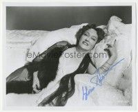 1a752 GLORIA SWANSON signed 8x10 REPRO still '80s fabulous portrait lying on cool bed!