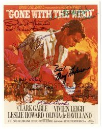 1a753 GONE WITH THE WIND signed color 8x10 REPRO still '80s by de Havilland, Rutherford + 6 more!