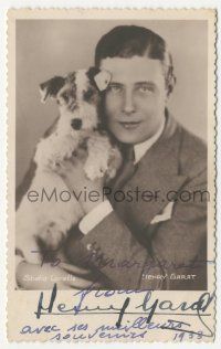 1a297 HENRI GARAT signed deluxe French 3.5x5.5 still '33 great c/u of the French actor with his dog!