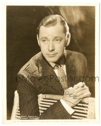 1a460 HERBERT MARSHALL signed 8x10 still '37 great close portrait of the actor wearing suit & tie!