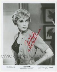 1a773 JANET LEIGH signed 8x10.25 REPRO still '80s w/ serious look and hand on hip in Psycho!