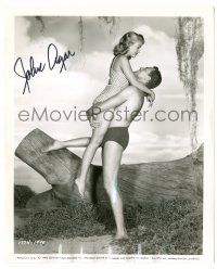1a485 JOHN AGAR signed 8.25x10 still '54 carrying sexy Lori Nelson in Revenge of the Creature!