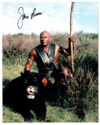 1a781 JOHN AMOS signed color 8x10 REPRO still '90s with cool black tiger from Beastmaster!