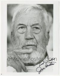 1a783 JOHN HUSTON signed 8x10.25 REPRO still '80s super close portrait of the legendary director!