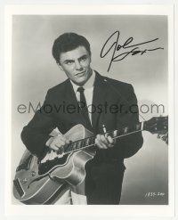 1a785 JOHN SAXON signed 8x10 REPRO still '80s young close portrait playing guitar!