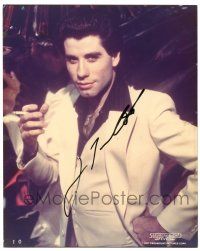 1a786 JOHN TRAVOLTA signed color 8x10 REPRO still '00s c/u with cigarette from Saturday Night Fever!