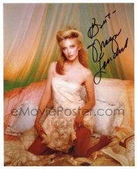 1a848 MORGAN FAIRCHILD signed color 8x10 REPRO still '00s sexiest portrait on bed in lace nightie!
