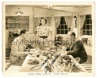 1a554 MYRNA LOY signed 8x10 still '36 with William Powell & Walter Connolly in Libeled Lady!