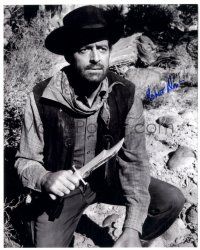 1a882 ROBERT DIX signed 8x10 REPRO still '80s cool cowboy western portrait holding Bowie knife!