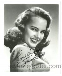1a914 TERRY MOORE signed 8.25x10 REPRO still 80s waist-high smiling portrait wearing tight sweater!