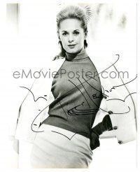 1a916 TIPPI HEDREN signed 8x10 REPRO still '80s cool smiling portrait in white outfit!