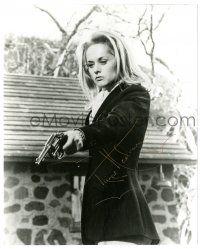 1a917 TIPPI HEDREN signed 8x10 REPRO still '90s best close up pointing gun from Hitchcock's Marnie!