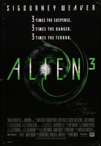 1a213 ALIEN 3 signed 1sh '92 by Lance Henriksen, 3 times the danger, 3 times the terror!