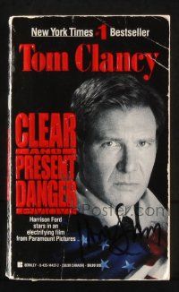 1a180 CLEAR & PRESENT DANGER signed softcover book '94 by BOTH Harrison Ford AND James Earl Jones!