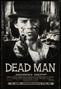 1a217 DEAD MAN signed 1sh '96 by director Jim Jarmusch, great image of Johnny Depp pointing gun!