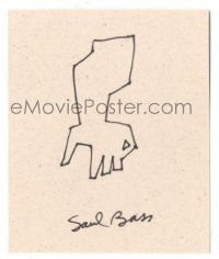 1a268 SAUL BASS signed 4x4 card '60s he drew the logo for The Man with the Golden Arm!