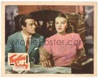 1a034 FUGITIVE LADY signed LC #8 '51 by Janis Paige, who's close up with Massimo Serato!
