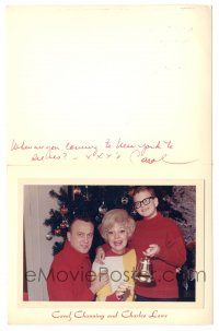 1a285 CAROL CHANNING signed holiday greeting card '80s great photo with her family with inscription!