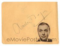 1a271 CHARLES BOYER/RANDOLPH SCOTT 2-sided signed 5x6 autograph book page '40s by BOTH stars!