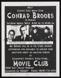 1a146 CONRAD BROOKS signed flyer '76 appearing in person at Escondido video store Movie Club!