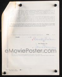 1a103 DOROTHY MALONE signed contract '69 agreeing to be represented by Paul Kohner for 1 year!