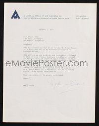 1a115 MERLE OBERON signed 8.5x11 letter '73 telling agent Paul Kohner about her business manager!