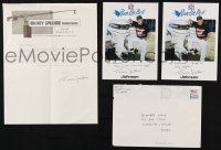 1a237 MICKEY SPILLANE letter + 2 color photos '92 letter about JFK shooting, all 3 items signed!