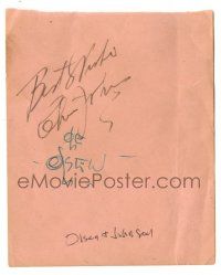 1a276 OLSEN & JOHNSON signed 4x5 autograph book page '30s it can be matted & framed with a still!
