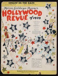 1a135 ANITA PAGE signed sheet music '29 Hollywood Revue of 1929, Singin' in the Rain, cool art!