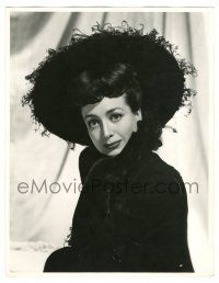 1b008 ABOVE SUSPICION deluxe 10.25x13 still '43 Joan Crawford in cool black dress with huge hat!