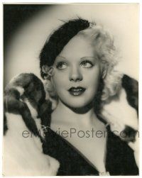 1b011 ALICE FAYE deluxe 10.75x13.75 still '30s glamorous close portrait with fur by Otto Dyar!